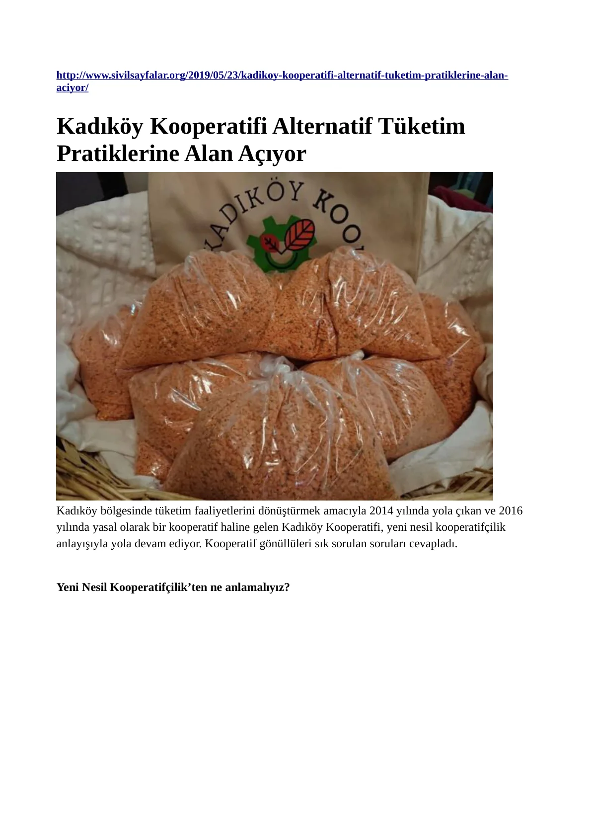 Alternatif Tüketim Pratiklerine Alan Açıyor - Sayfa 1